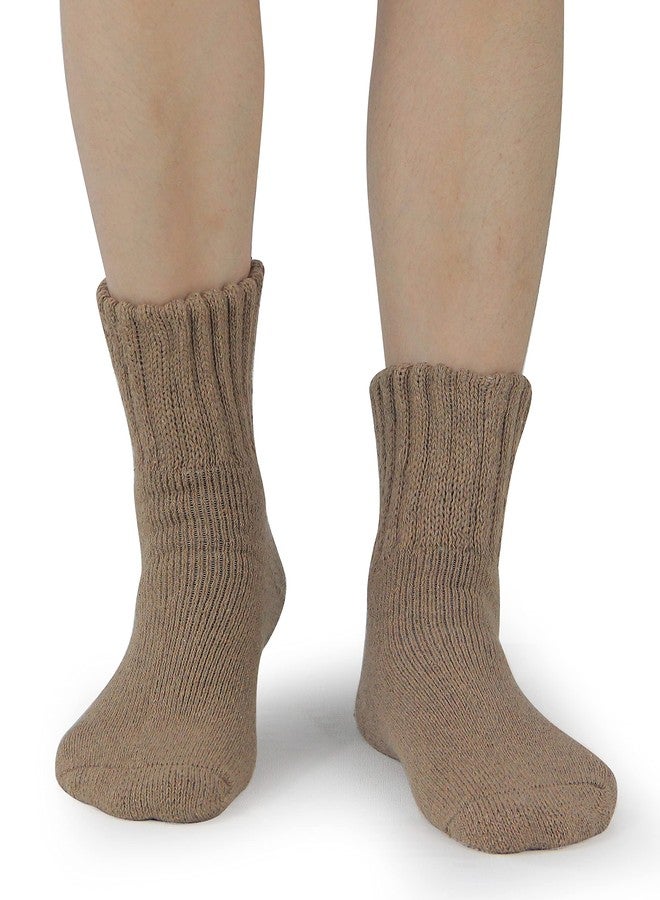 BenSorts Women Warm Solid Socks Thick Ladies Warm Cozy Crew Socks for Female Dark Light Brown Beige 3 Pairs Pack - Image 4